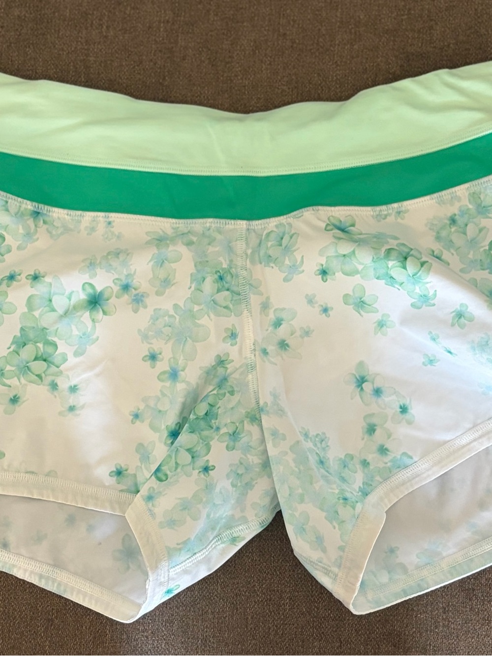 lululemon athletica Mint Green Floral Athletic Shorts